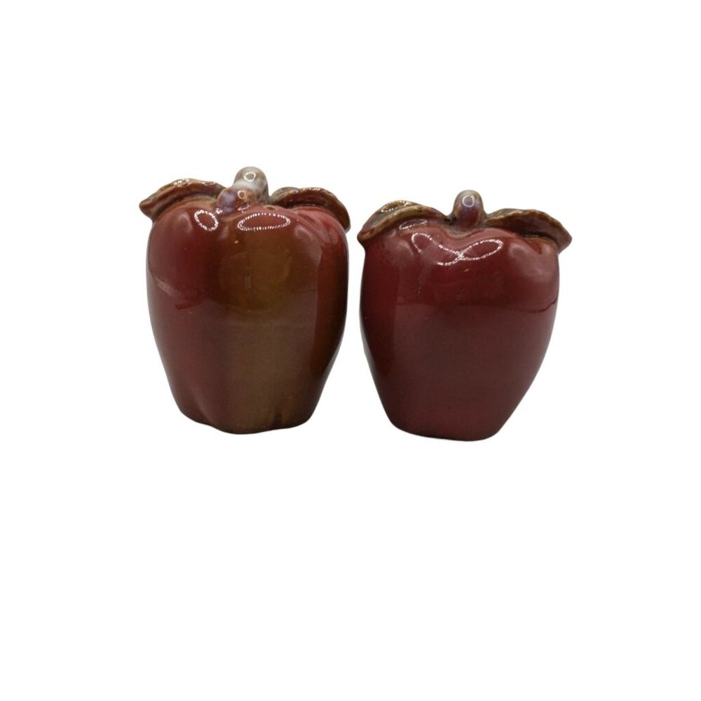 Vintage Red Apple Shaped Ceramic Salt & Pepper Shakers - Picture 7 of 9